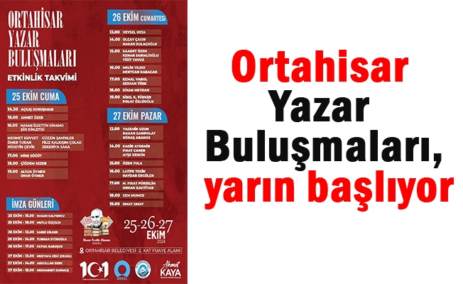 Ortahisar Belediyesi’nin düzenlediği ‘Ortahisar Yazar Buluşmaları’, yarın başlıyor